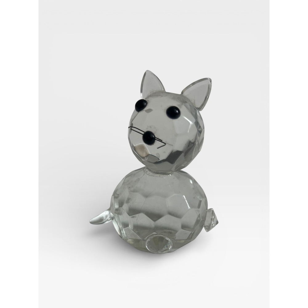 Faceted Crystal Glass Cat Figurine Collectible Prism Decor‎ 2" Mini Paperweight